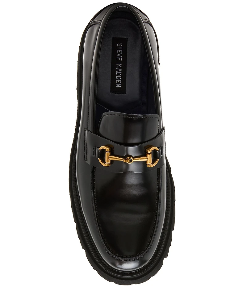 Steve Madden Men's Naxos Leather Bit Buckle Lug Loafers