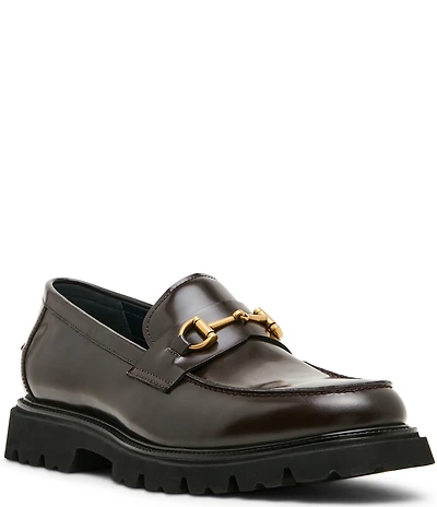 Steve Madden Men's Naxos Leather Bit Buckle Lug Loafers