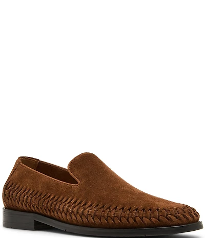 Steve Madden Men's Newbury Suede Woven Side Detail Slip On Loafers