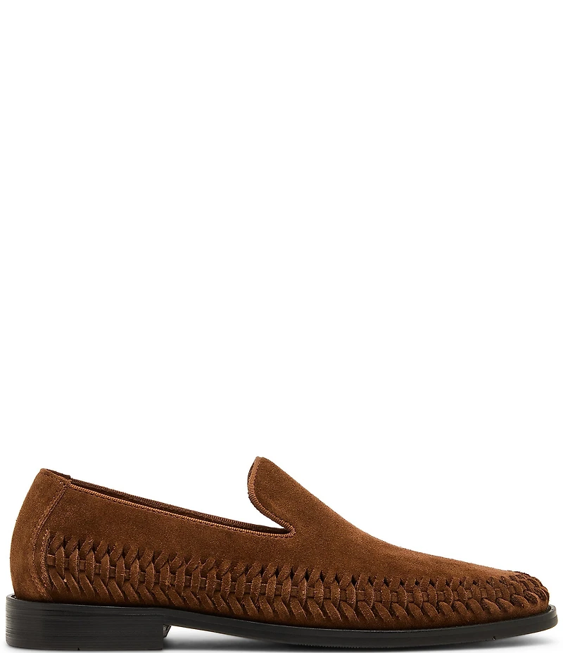 Steve Madden Men's Newbury Suede Woven Side Detail Slip On Loafers