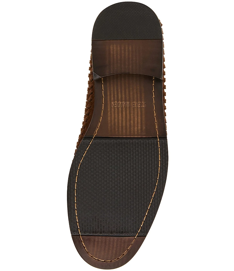 Steve Madden Men's Newbury Suede Woven Side Detail Slip On Loafers