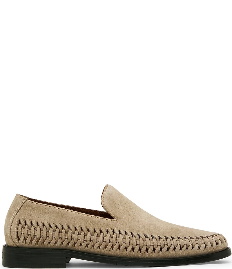 Steve Madden Men's Newbury Suede Woven Side Detail Slip On Loafers