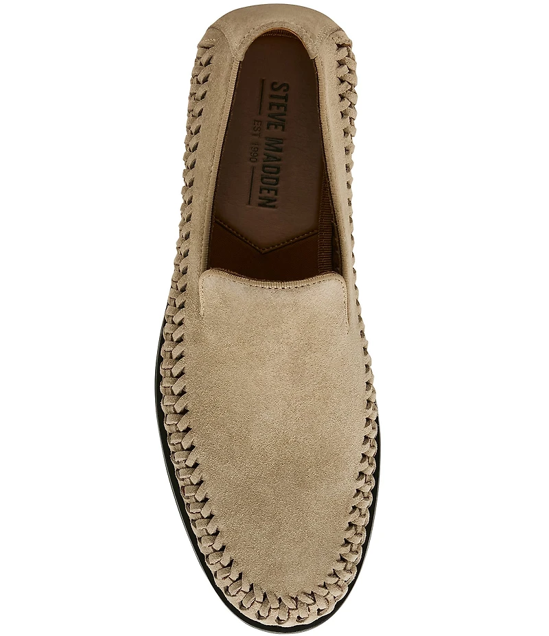 Steve Madden Men's Newbury Suede Woven Side Detail Slip On Loafers