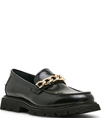 Steve Madden Men's Nubia Leather Chain Hardware Lug Loafers