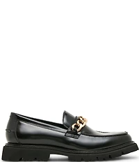 Steve Madden Men's Nubia Leather Chain Hardware Lug Loafers