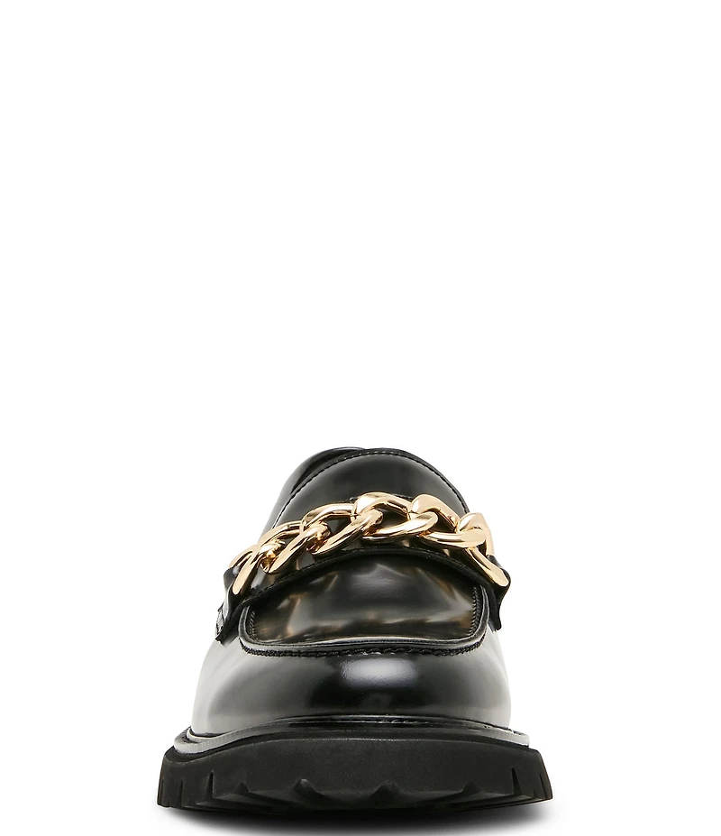 Steve Madden Men's Nubia Leather Chain Hardware Lug Loafers