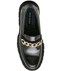 Steve Madden Men's Nubia Leather Chain Hardware Lug Loafers