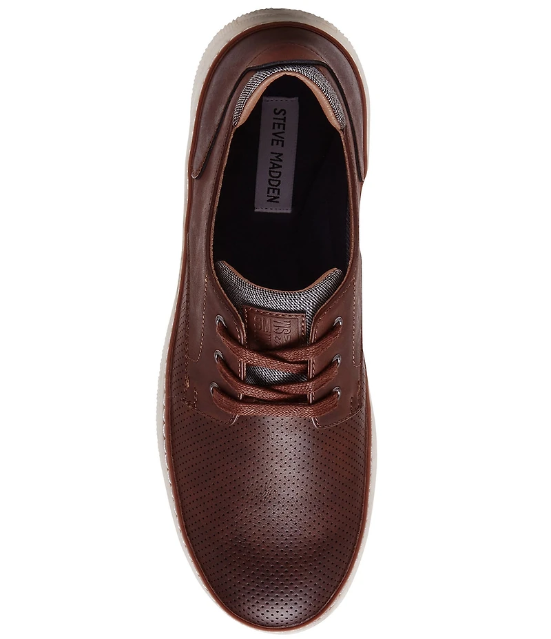 Steve Madden Men's Ormani Perforated Leather Lace Up Sneakers