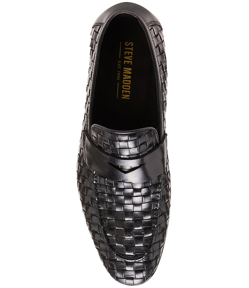 Steve Madden Men's Playa Woven Leather Dress Penny Loafers