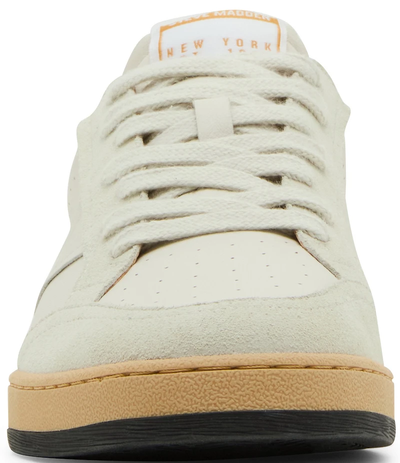 Steve Madden Men's Prismo Leather and Suede Perforated Detail Lace Up Sneakers
