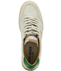 Steve Madden Men's Prismo Leather and Suede Perforated Detail Lace Up Sneakers