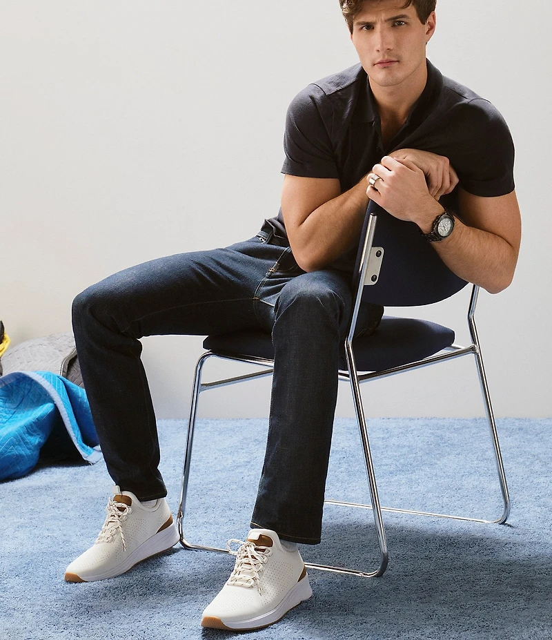 Steve Madden Men's Sakkai Perforated Leather Lace Up Sneakers