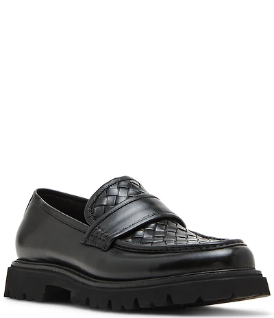 Steve Madden Men's Strandd Leather Woven Lug Loafers