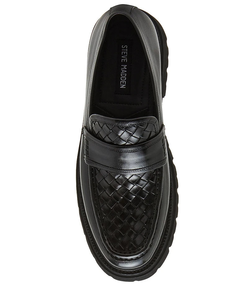 Steve Madden Men's Strandd Leather Woven Lug Loafers