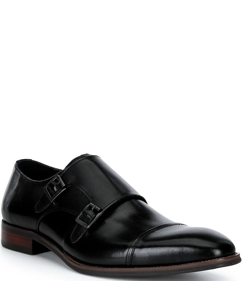 Steve Madden Men's Tidus Leather Double Monk Strap Dress Shoes