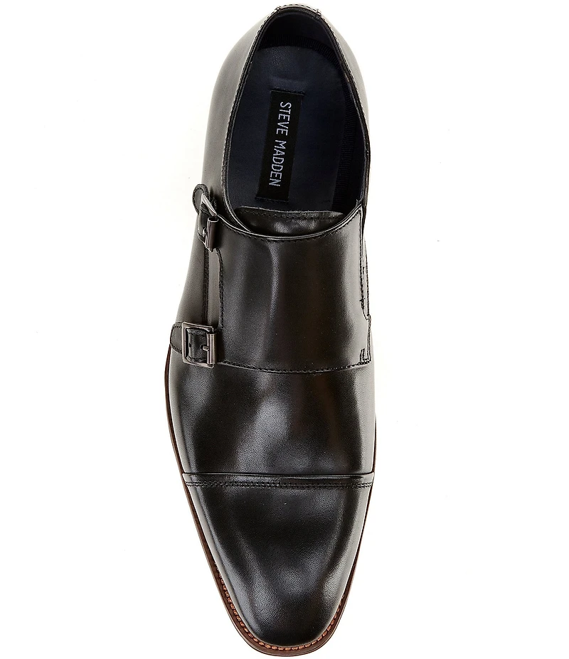 Steve Madden Men's Tidus Leather Double Monk Strap Dress Shoes