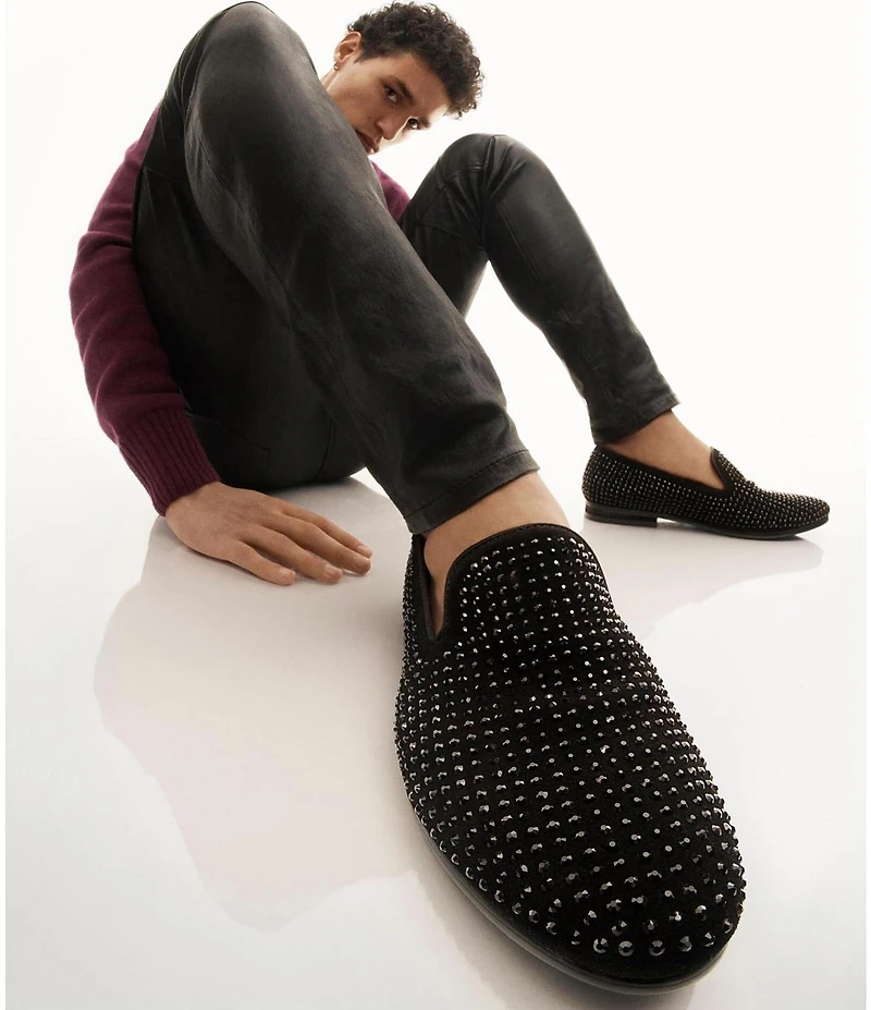 Steve Madden Men's Lifted Velevt Slip On Loafers