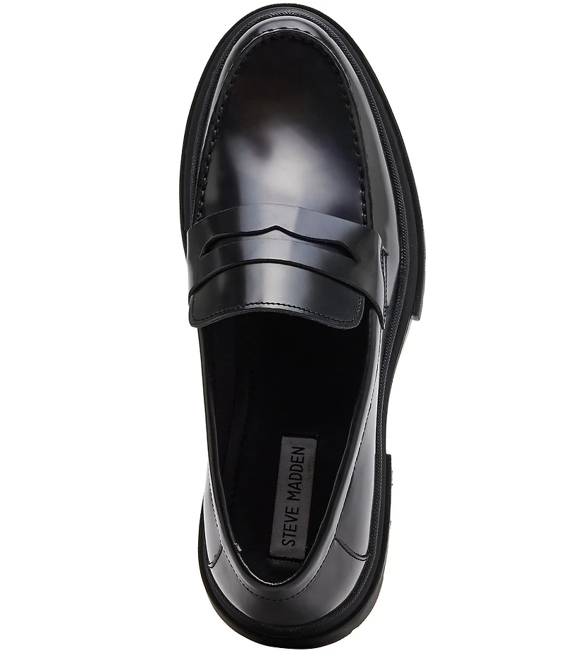 Steve Madden Men's Zephyr Leather Lug Penny Loafers