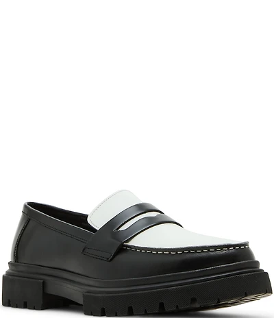 Steve Madden Men's Zephyr Colorblock Leather Lug Penny Loafers