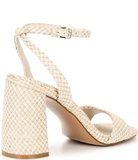 Steve Madden Messa Raffia Ankle Strap Block Heel Dress Sandals