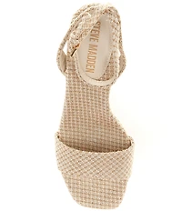 Steve Madden Messa Raffia Ankle Strap Block Heel Dress Sandals