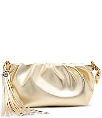 Steve Madden Metallic Ruched Tassle Clutch