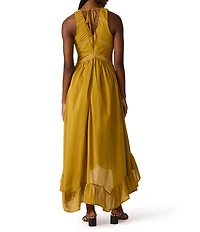 Steve Madden Miah V-Neck Sleeveless Lace Trim Cotton Voile Maxi Dress