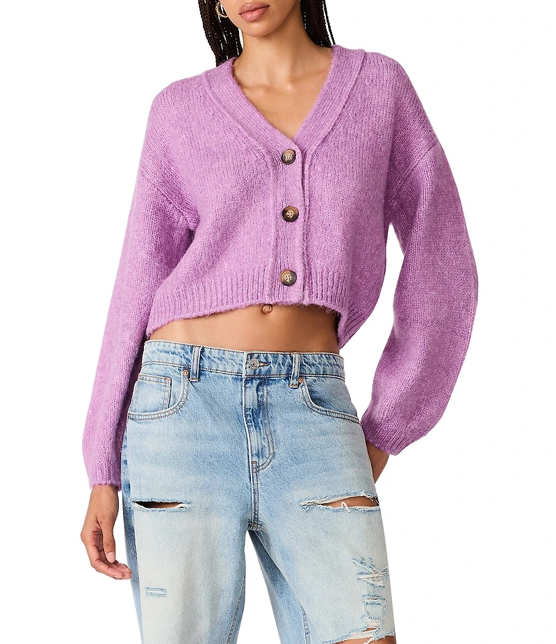 Steve Madden Mica V-Neck Long Sleeve Cropped Sweater