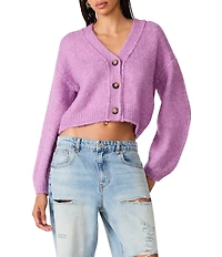 Steve Madden Mica V-Neck Long Sleeve Cropped Sweater