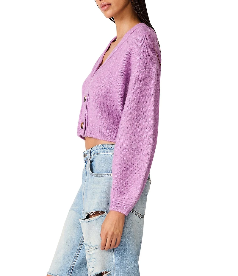 Steve Madden Mica V-Neck Long Sleeve Cropped Sweater