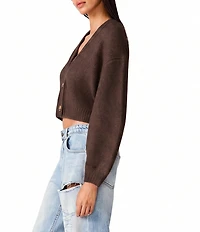 Steve Madden Mica V-Neck Long Sleeve Cropped Sweater