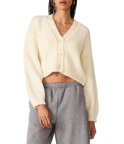 Steve Madden Mica V-Neck Long Sleeve Cropped Sweater