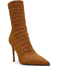 Steve Madden Midnite Croco Pointed Toe Stiletto Booties