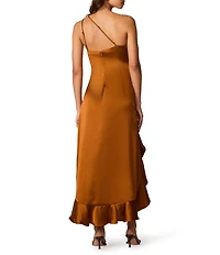 Steve Madden Mindy One Shoulder Satin Maxi Dress