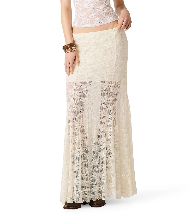 Steve Madden Mirabel Floral Lace Overlay Maxi Skirt