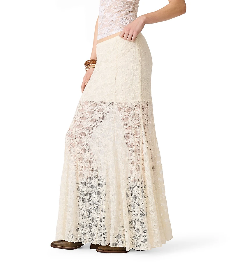 Steve Madden Mirabel Floral Lace Overlay Maxi Skirt