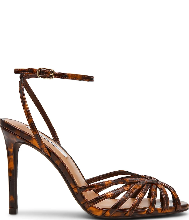 Steve Madden Mizuna Patent Tortoise Print Strappy Stiletto Dress Sandals