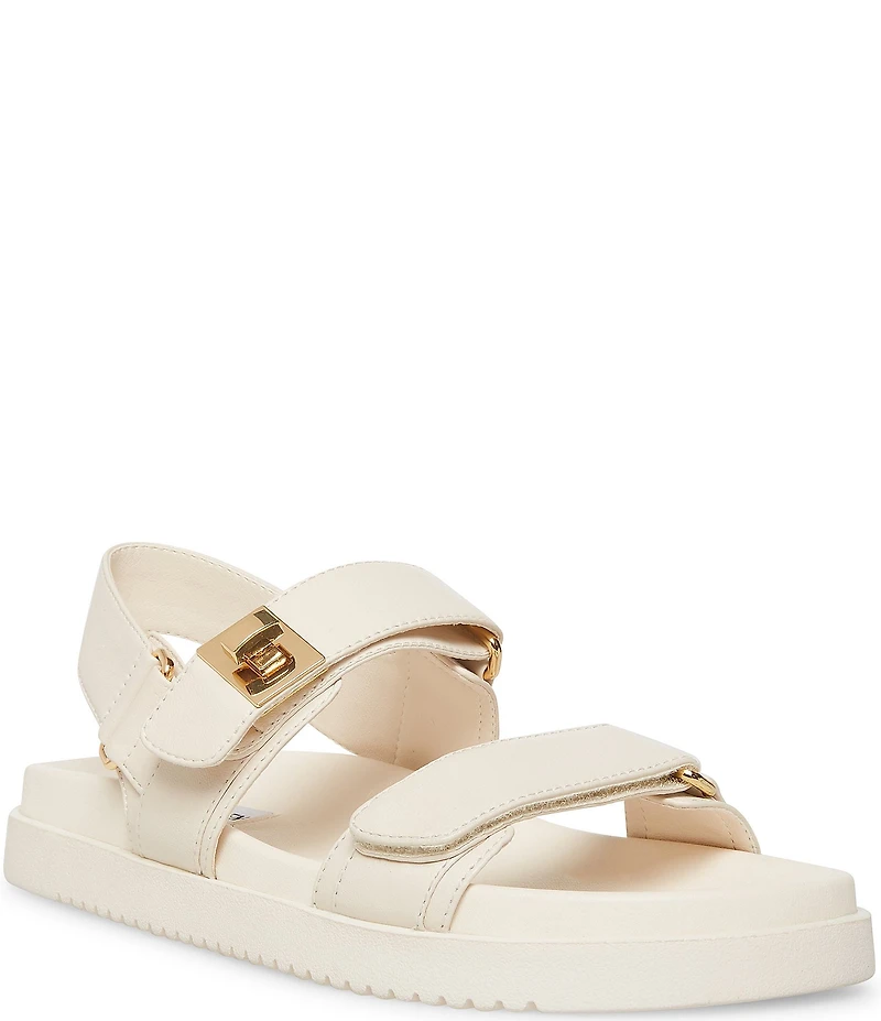 Steve Madden Mona Leather Turnlock Hardware Detail Dad Sandals