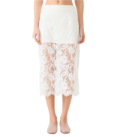 Steve Madden Monette Floral Lace Coordinating Pencil Midi Skirt