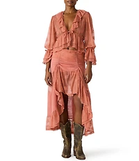 Steve Madden Montana Coordinating V-Neck Long Sleeve Lace Top