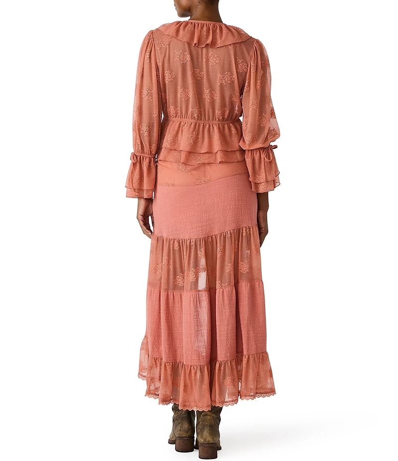 Steve Madden Montana Coordinating V-Neck Long Sleeve Lace Top