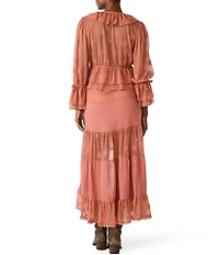 Steve Madden Montana Coordinating V-Neck Long Sleeve Lace Top