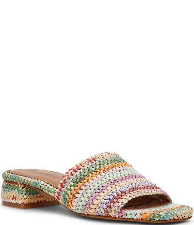 Steve Madden Montgomery Multicolor Raffia Dress Slide Sandals
