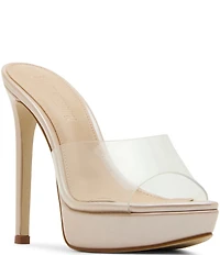 Steve Madden Motel Clear Platform Stiletto Dress Slide Sandals