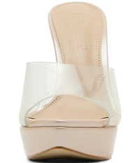 Steve Madden Motel Clear Platform Stiletto Dress Slide Sandals