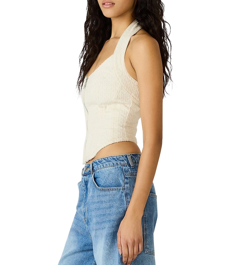 Steve Madden Natasha Halter Neck Sleeveless Denim Corset Top