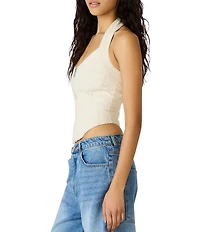 Steve Madden Natasha Halter Neck Sleeveless Denim Corset Top