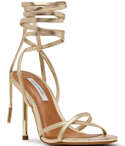 Steve Madden Neri Metallic Strappy Stiletto Round Toe Dress Sandals