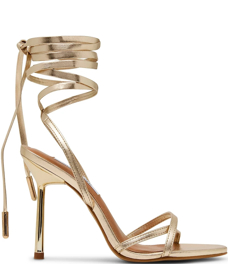 Steve Madden Neri Metallic Strappy Stiletto Round Toe Dress Sandals