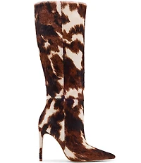 Steve Madden Nitro Cow Print Calf Hair Knee High Stiletto Boots